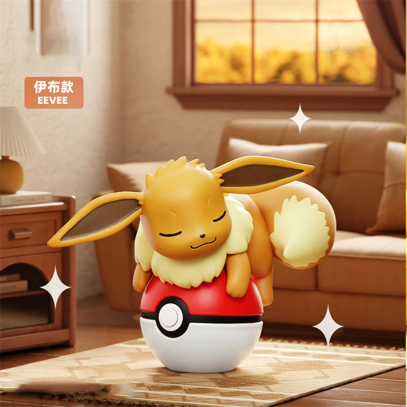 Authentic Pokémon Poké Ball Eevee Handmade Pikachu Night Light Cartoon Doll Desktop Ornament Children's Toys Christmas Gift