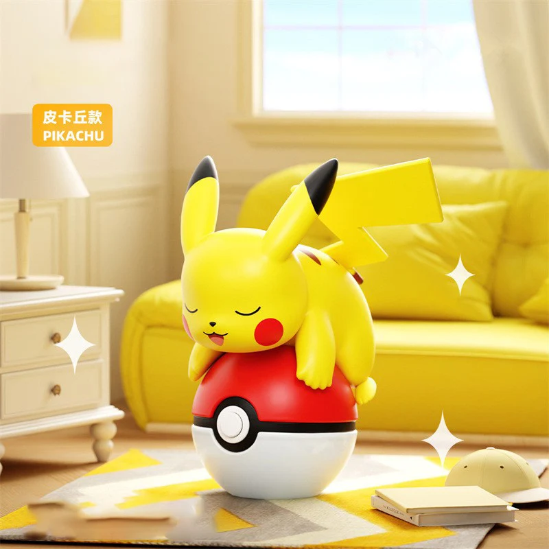 Authentic Pokémon Poké Ball Eevee Handmade Pikachu Night Light Cartoon Doll Desktop Ornament Children's Toys Christmas Gift