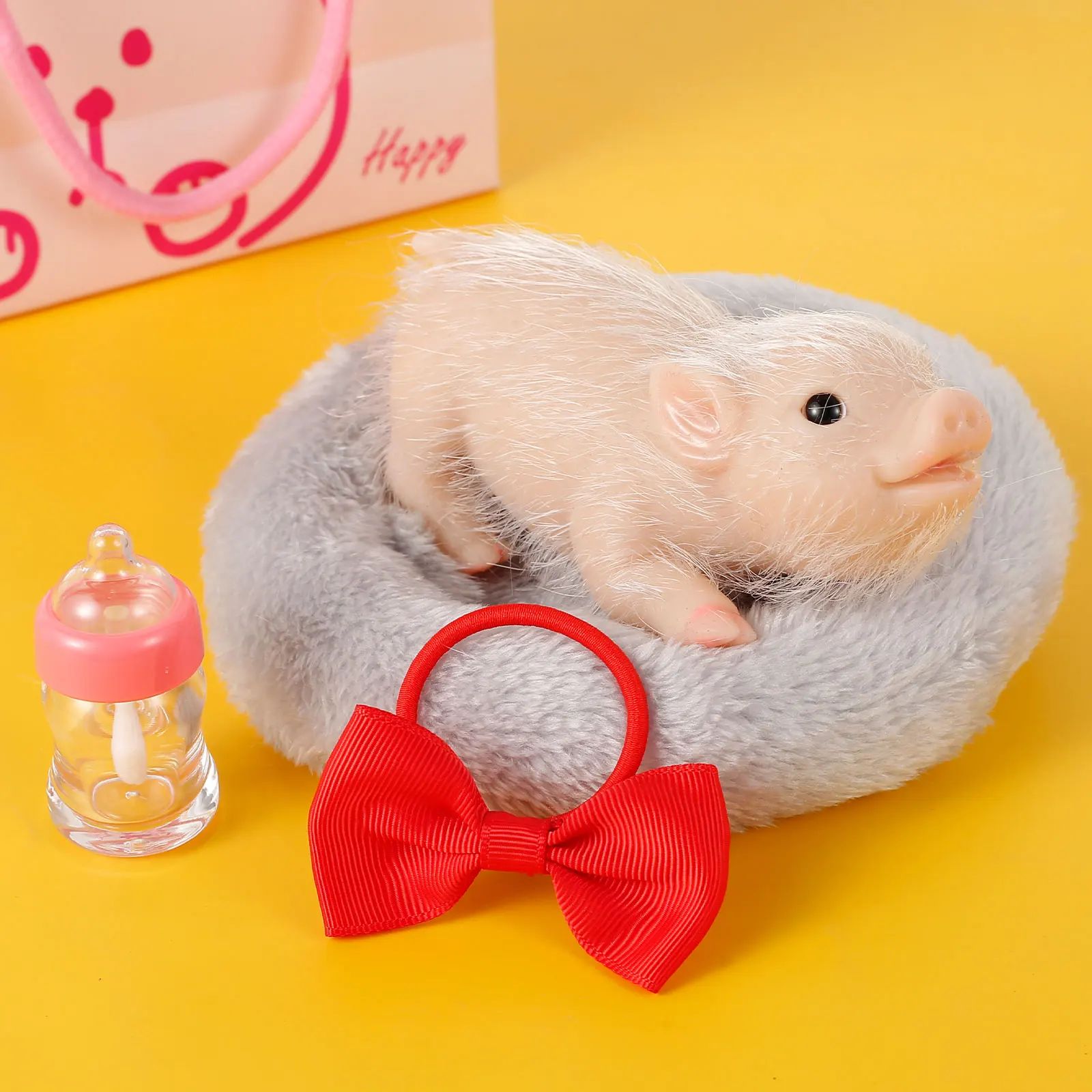 Lifelike Reborn Pig Dolls Mini Soft Silicone Pig Doll Cute Miniature Reborn Pig Doll Kid Birthday Christmas Gifts
