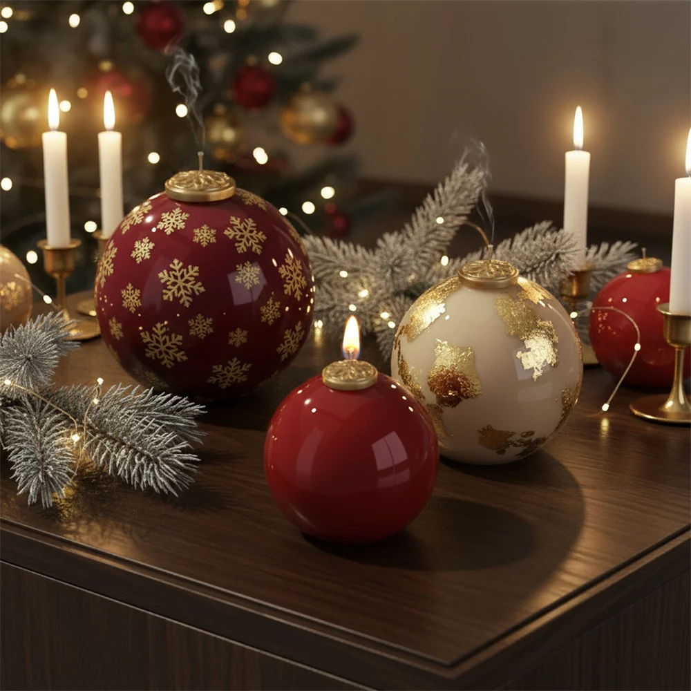 Nicole Christmas Bauble Candle Silicone Mold DIY Scented Candle Making Mould Xmas Gifts Tools Home Decoration
