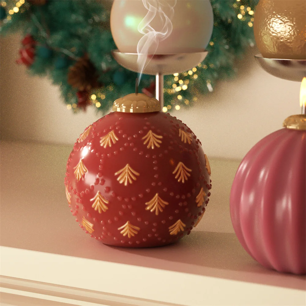 Nicole Christmas Bauble Candle Silicone Mold DIY Scented Candle Making Mould Xmas Gifts Tools Home Decoration
