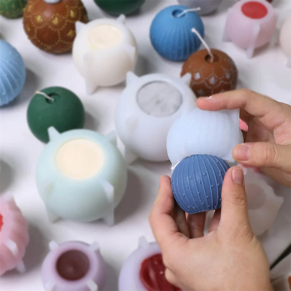 Nicole Christmas Bauble Candle Silicone Mold DIY Scented Candle Making Mould Xmas Gifts Tools Home Decoration