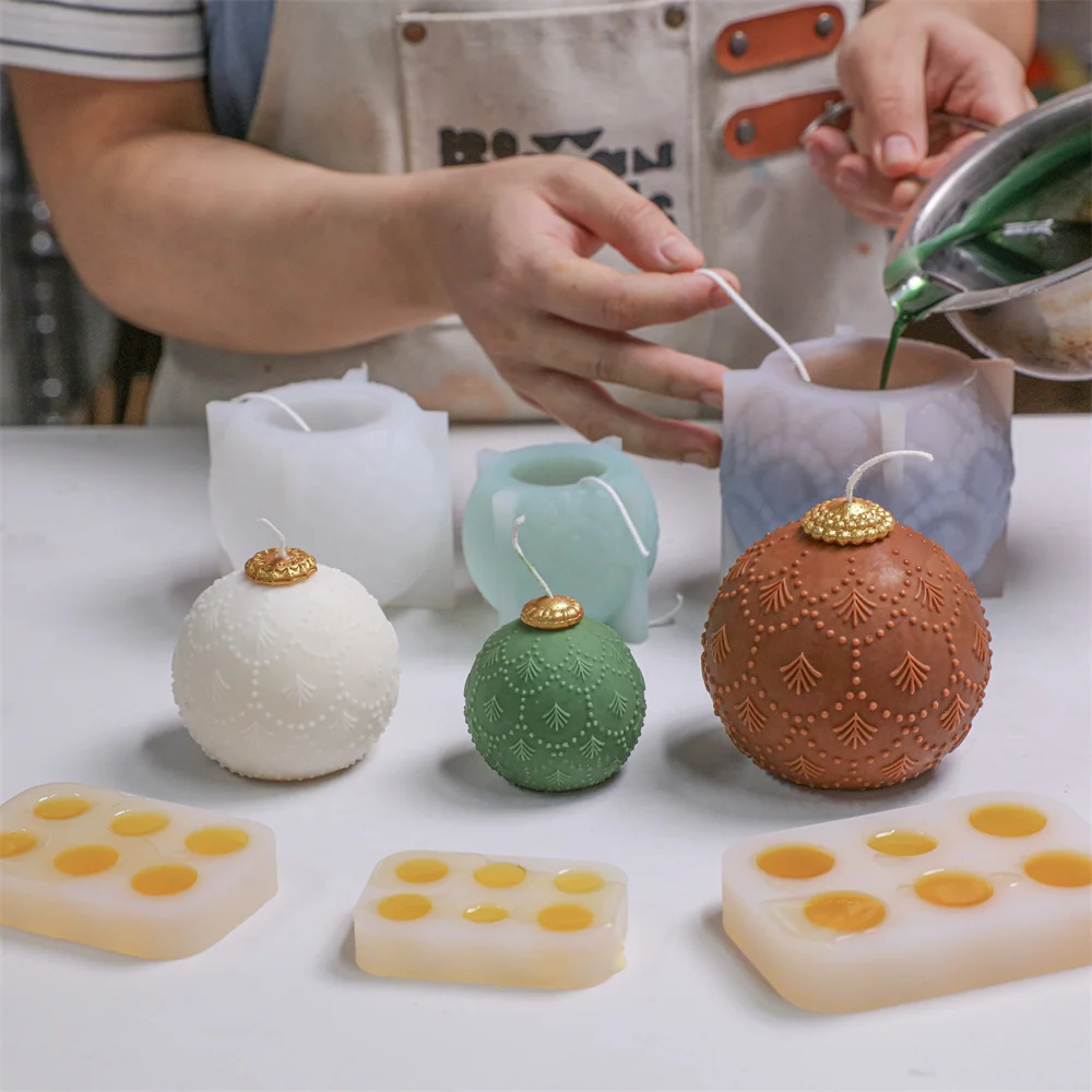 Nicole Christmas Bauble Candle Silicone Mold DIY Scented Candle Making Mould Xmas Gifts Tools Home Decoration