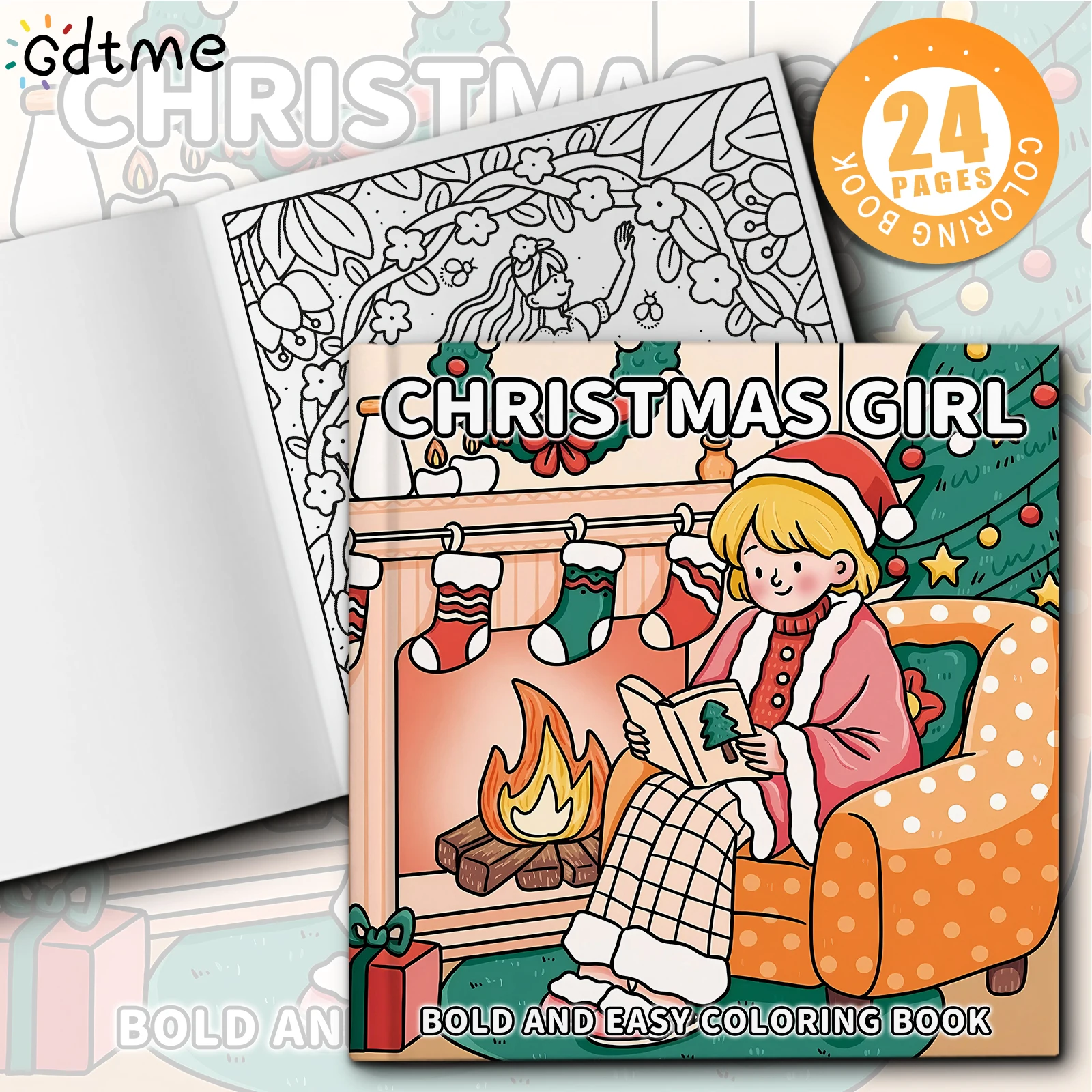 Christmas Girl Cozy Festive Coloring Book for Adults Bold & Easy Anti Anxiety Stress Relief Art Activity Book Perfect Gift