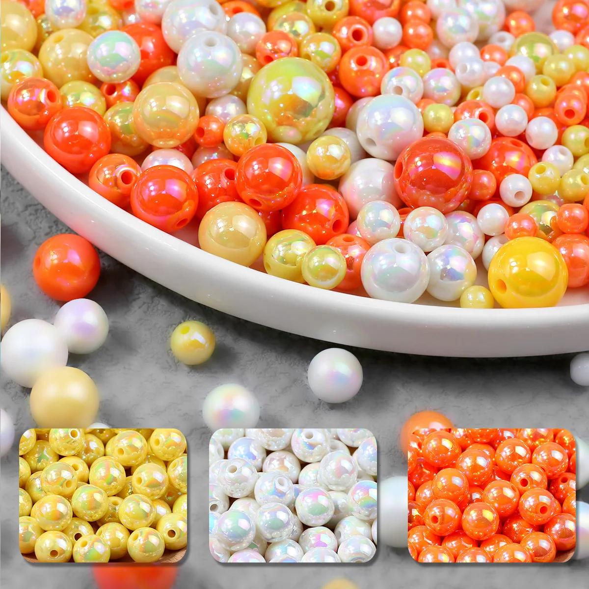 Tri-Color Mixed Christmas Halloween AB Loose Bead 6 8 10 12 14 16mm For Jewelry Making Handmade Craft Supplies Bracelet Necklace