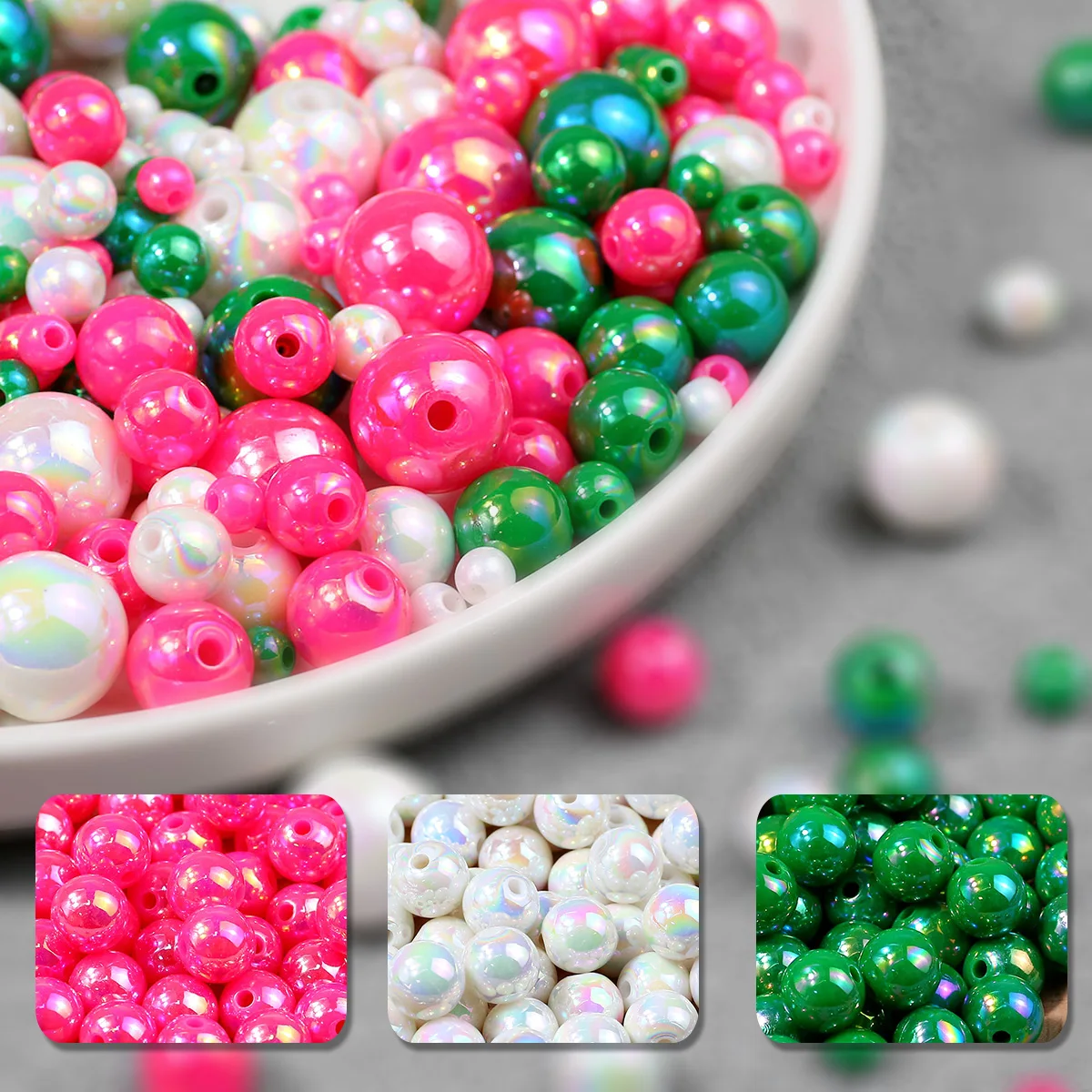 Tri-Color Mixed Christmas Halloween AB Loose Bead 6 8 10 12 14 16mm For Jewelry Making Handmade Craft Supplies Bracelet Necklace