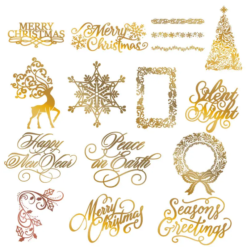 Reindeer Christmas Tree Snowflake Metal Hot Foil Plate for DIY Scrapbooking Photo Album Embossing Paper Cards Making Crafts