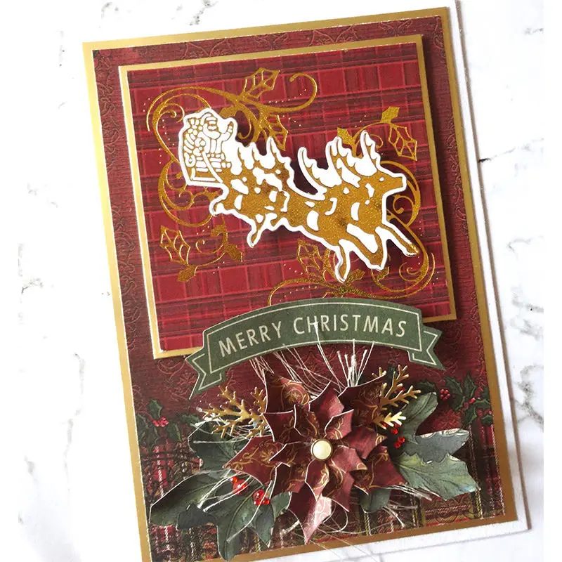 Reindeer Christmas Tree Snowflake Metal Hot Foil Plate for DIY Scrapbooking Photo Album Embossing Paper Cards Making Crafts