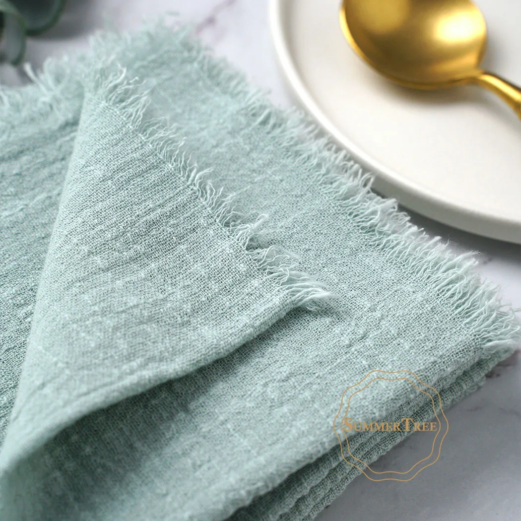 10pcs 32x32cm Cotton Gauze Napkins Retro Burr Design Napkin for Vintage Wedding Receptions Banquets Christmas Table Decoration