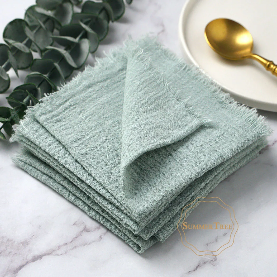 10pcs 32x32cm Cotton Gauze Napkins Retro Burr Design Napkin for Vintage Wedding Receptions Banquets Christmas Table Decoration