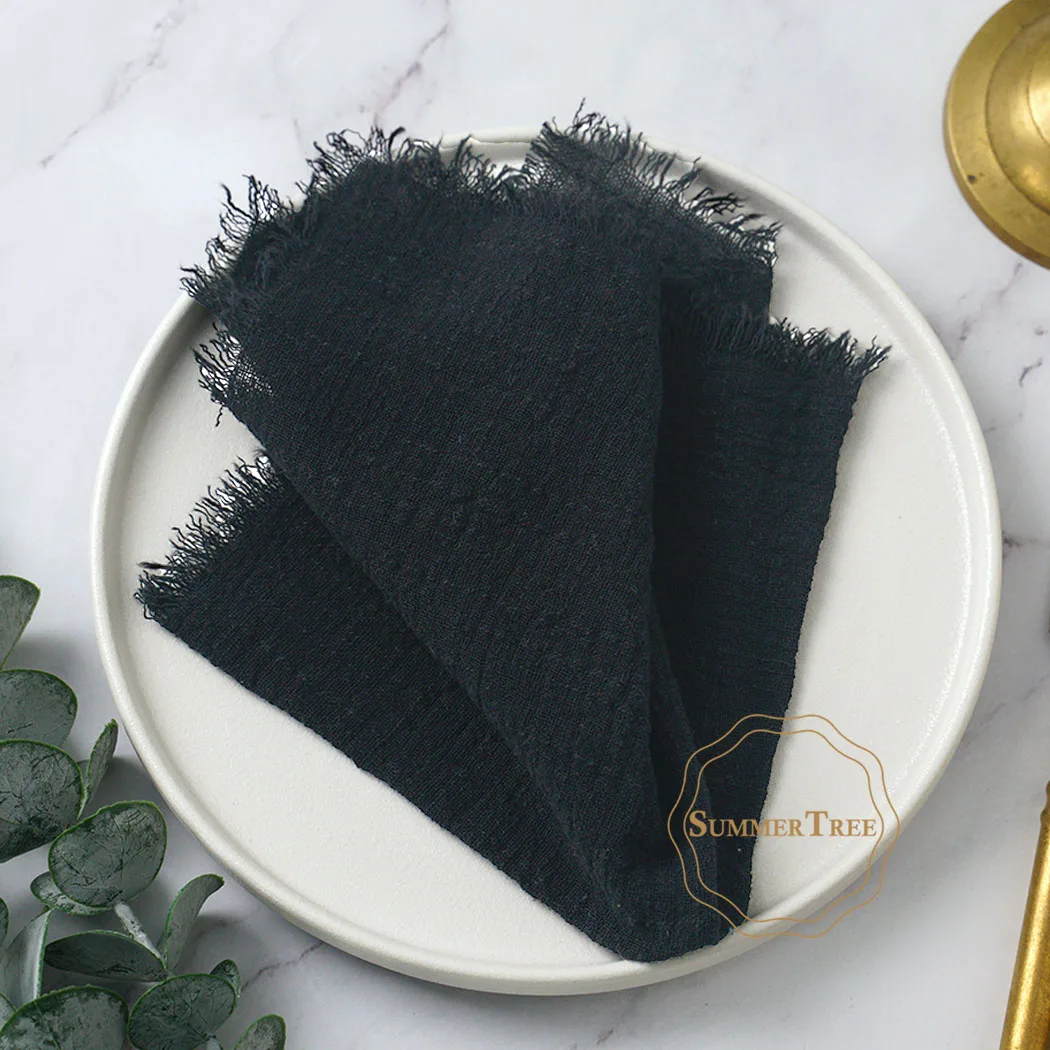 10pcs 32x32cm Cotton Gauze Napkins Retro Burr Design Napkin for Vintage Wedding Receptions Banquets Christmas Table Decoration