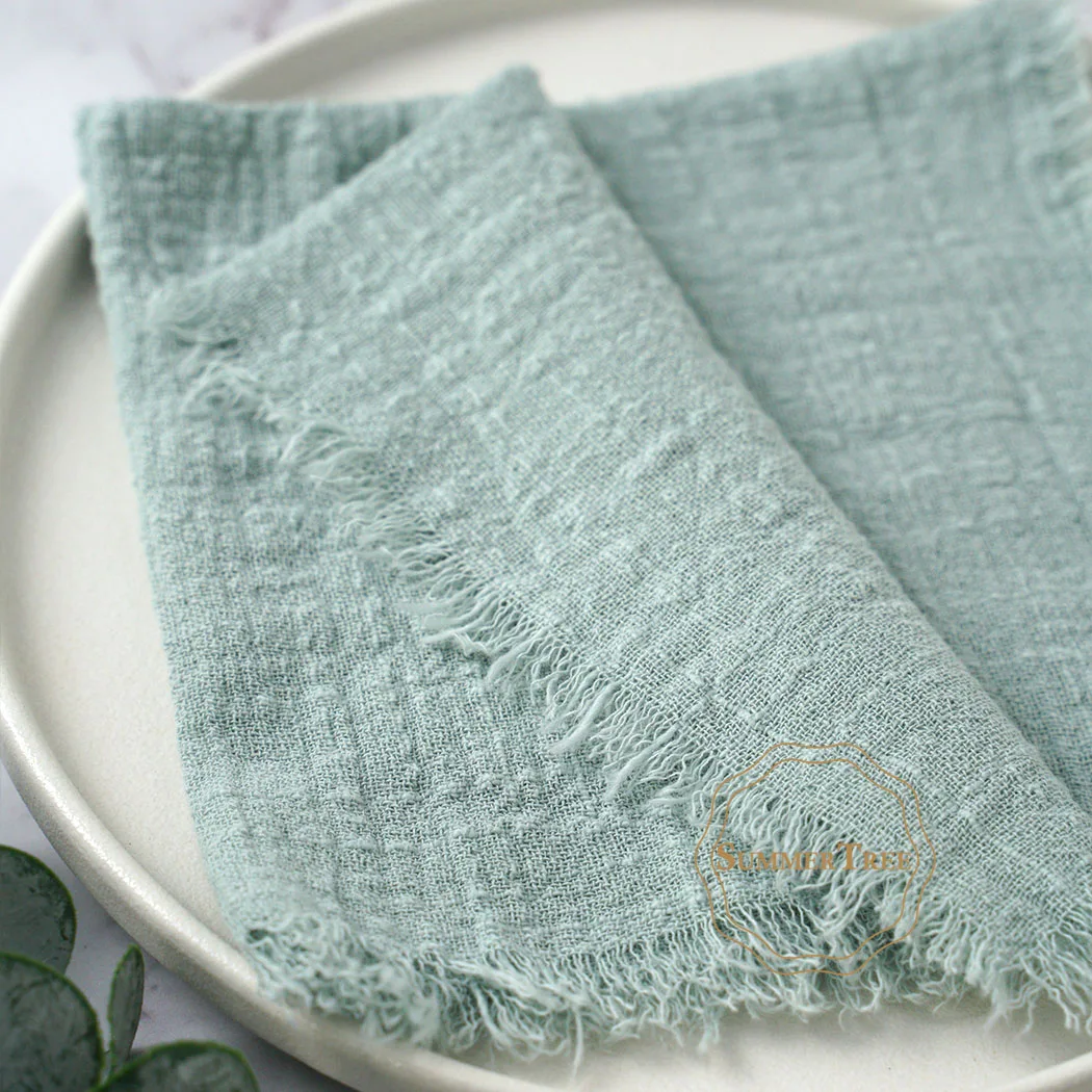 10pcs 32x32cm Cotton Gauze Napkins Retro Burr Design Napkin for Vintage Wedding Receptions Banquets Christmas Table Decoration