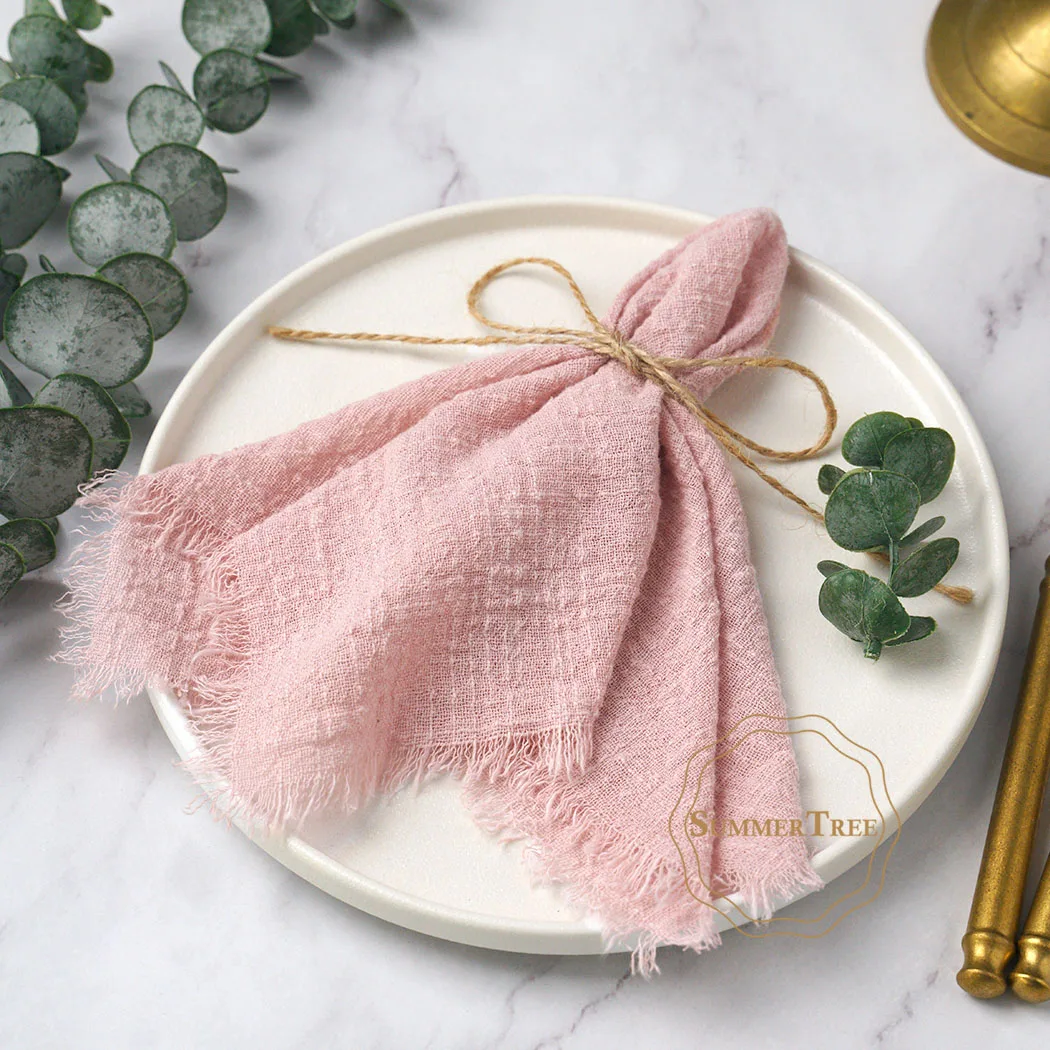 10pcs 32x32cm Cotton Gauze Napkins Retro Burr Design Napkin for Vintage Wedding Receptions Banquets Christmas Table Decoration