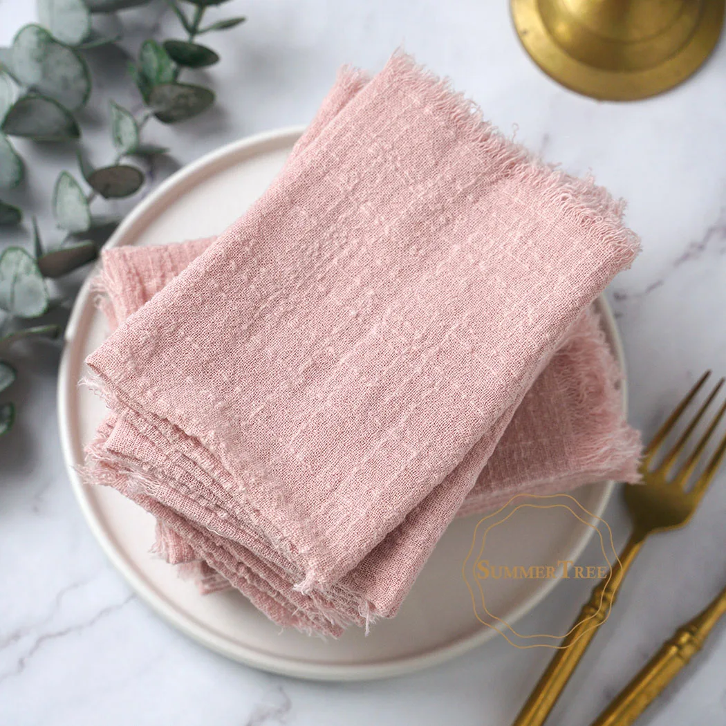 10pcs 32x32cm Cotton Gauze Napkins Retro Burr Design Napkin for Vintage Wedding Receptions Banquets Christmas Table Decoration