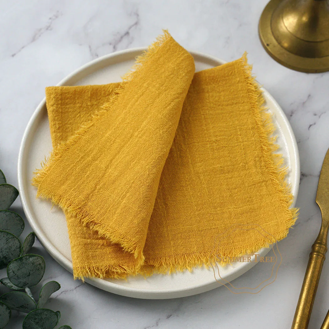 10pcs 32x32cm Cotton Gauze Napkins Retro Burr Design Napkin for Vintage Wedding Receptions Banquets Christmas Table Decoration