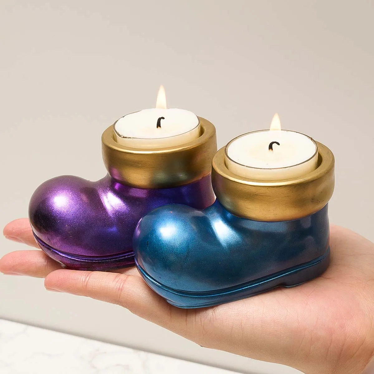 Christmas Boots Shoes Candle Holder Silicone Mold DIY Table Decoration Crystal Drop Glue Epoxy Resin Mold Christmas Craft Gifts
