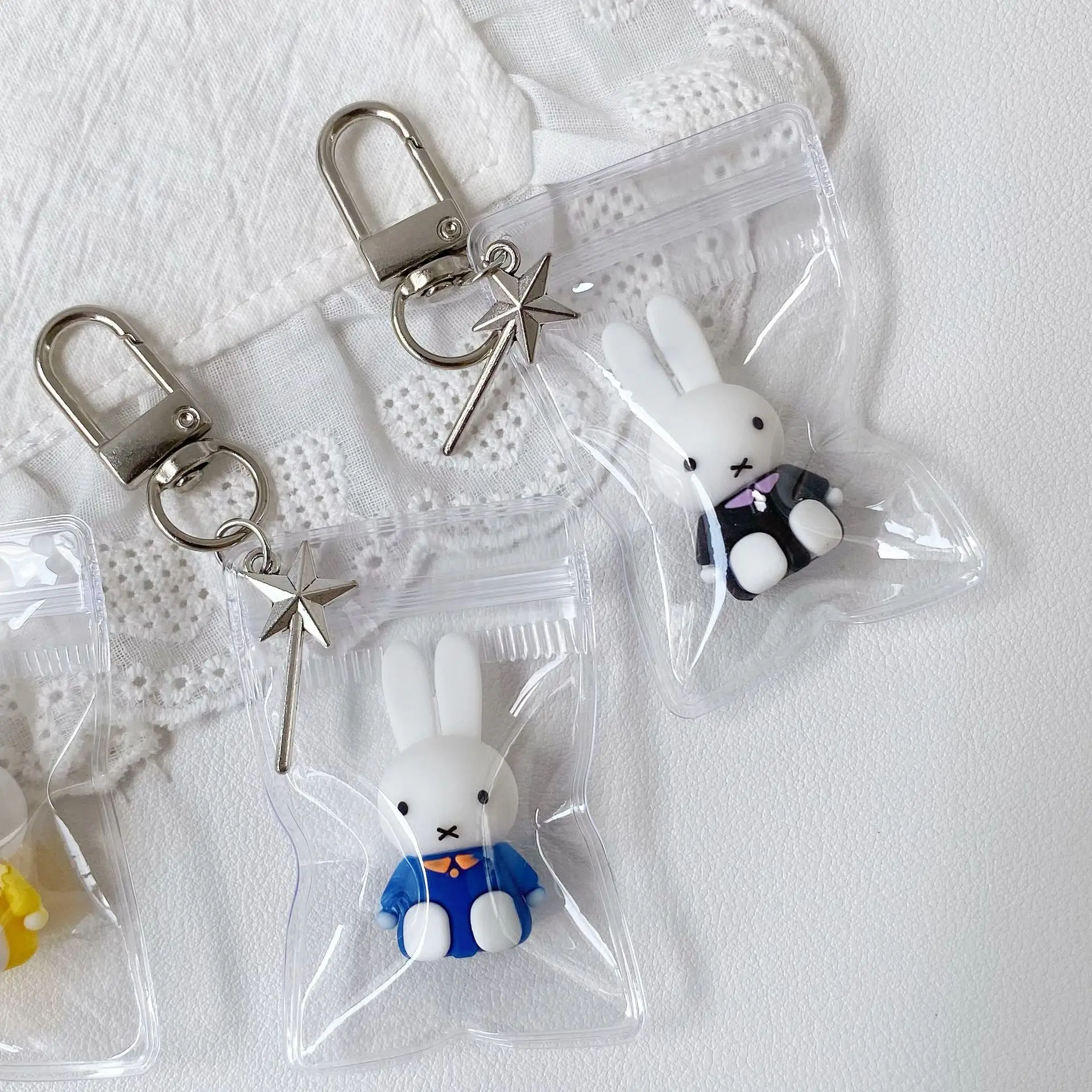 Kawaii Miffy Cute Phone Chain Cartoon Ins Style Keychain Couple Backpack Decoration Pendant Birthday Christmas Gift Toy for Girl