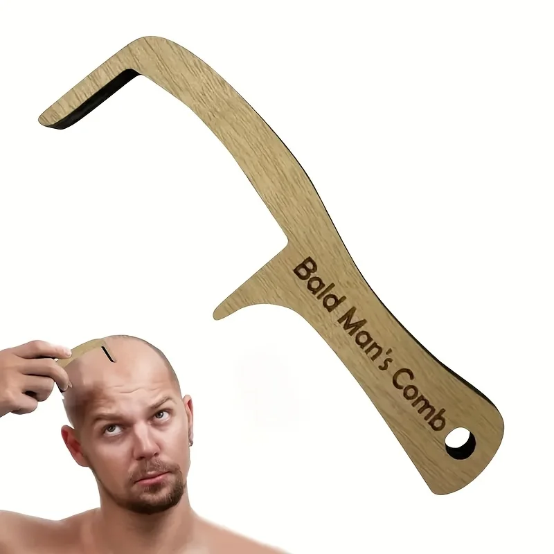 1pc Prank Bald Wooden Hair Comb for Bald Men - Family Theme, No Electricity Required, Prank Christmas Gift, Hair Comb Decoration
