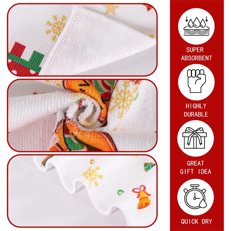 2pcs Christmas Kitchen Towels Merry Christmas Party Decoration 2025 Gingerbread Man Dish Towel Navidad Natal New Year Gift 2026