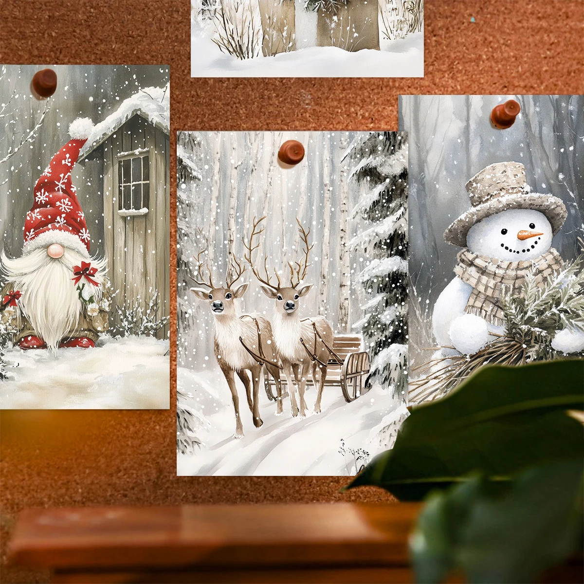 20pcs Christmas Cards With Stickers -Classic Snow Scene Design,Holiday Greetings,Home Wall Decor,Party Backdrop,Diy Photo Crafts