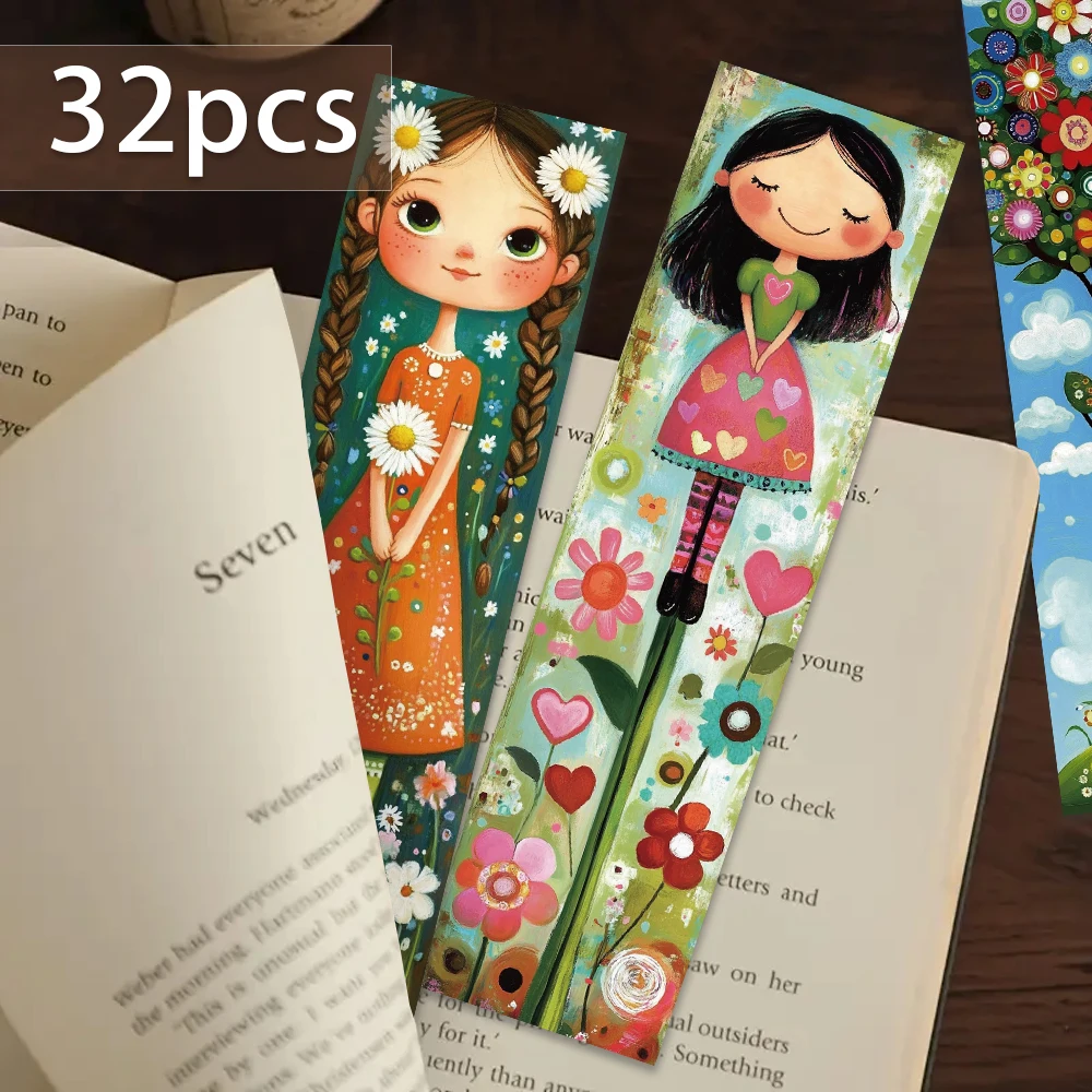 32pcs, Cute Girl Bookmarks, Suitable for Back-to-School Season, Christmas, Halloween, Teachers, Readers, Birthdays.
