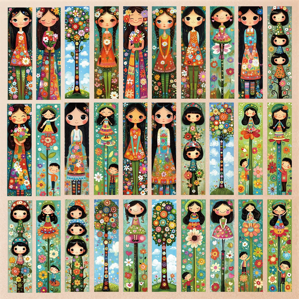 32pcs, Cute Girl Bookmarks, Suitable for Back-to-School Season, Christmas, Halloween, Teachers, Readers, Birthdays.