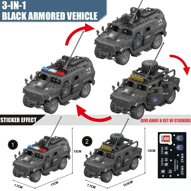 Military Army Soldiers  SWAT Police Armored Vehicle Building Blocks Bricks  DIY Toys Christmas Gift