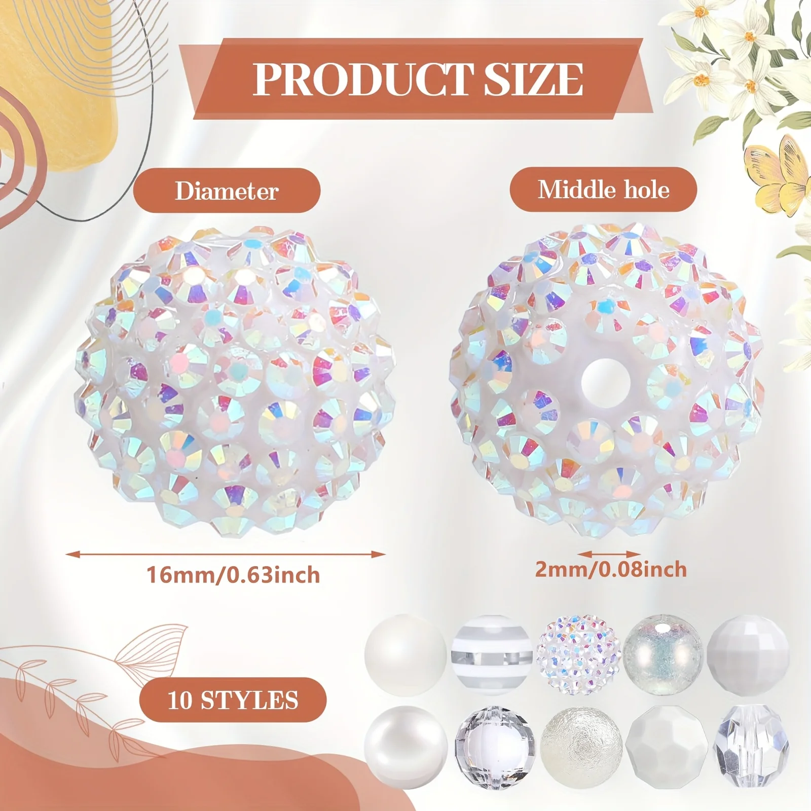 20 Pcs Chunky Bubblegum Beads Focal Beads Pen Beads Large Rhinestone Pearl Beads Christmas Beads for Pen Jewelry Making Keychain