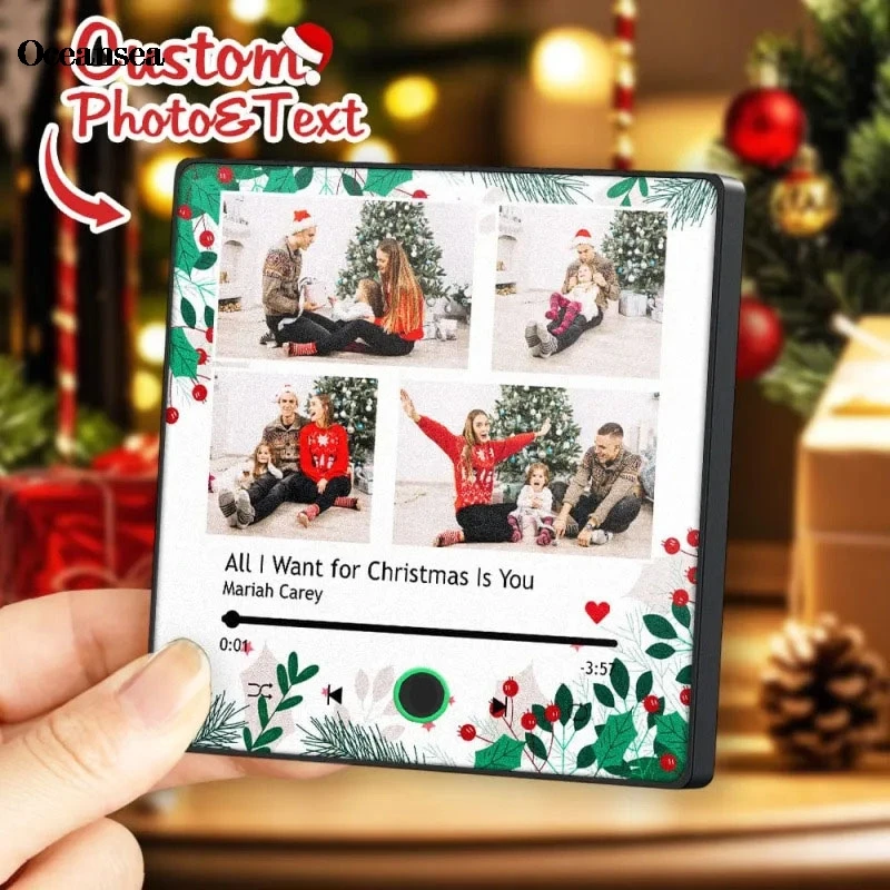 Customized photo 7pcs Photo Music Fridge Magnet with Frame Personalized Refrigerator Magnets for Christmas Gift