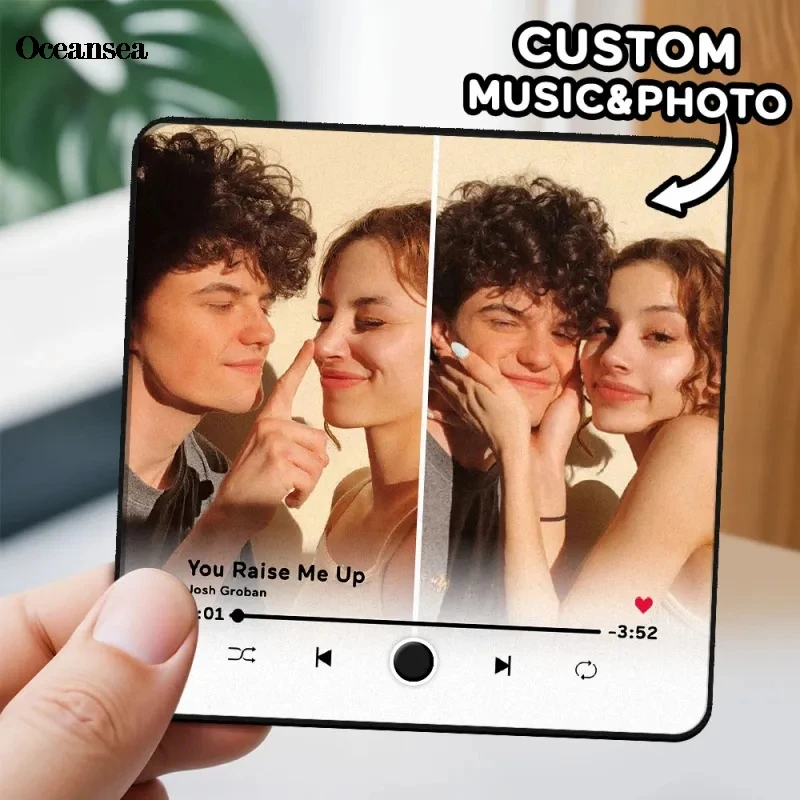 Customized photo 7pcs Photo Music Fridge Magnet with Frame Personalized Refrigerator Magnets for Christmas Gift