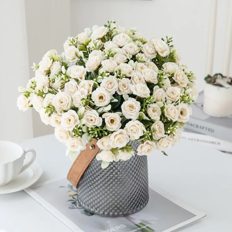 Silk Rose for Wedding Arch Christmas Wreath Decoration Home Room Bonsai Photography Prop Valentine's Day Artificial Fake Flowers