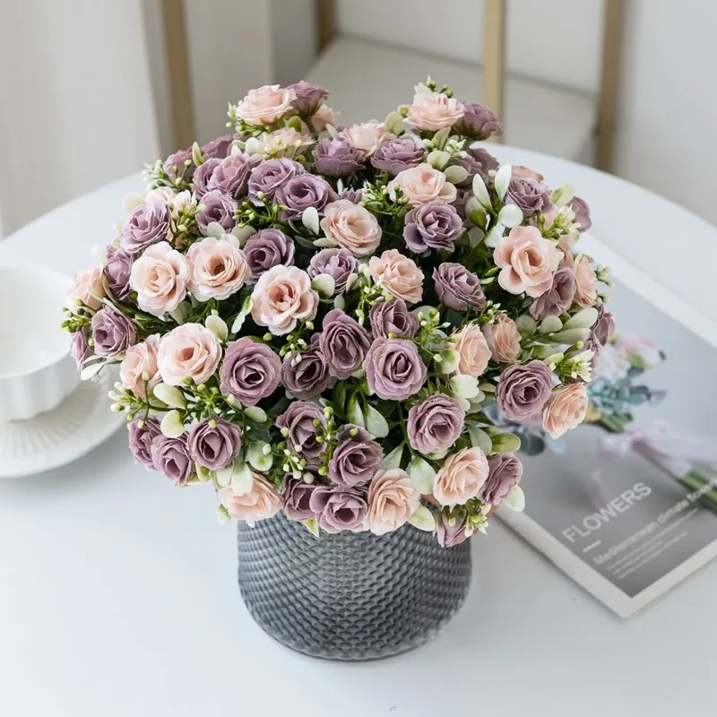 Silk Rose for Wedding Arch Christmas Wreath Decoration Home Room Bonsai Photography Prop Valentine's Day Artificial Fake Flowers