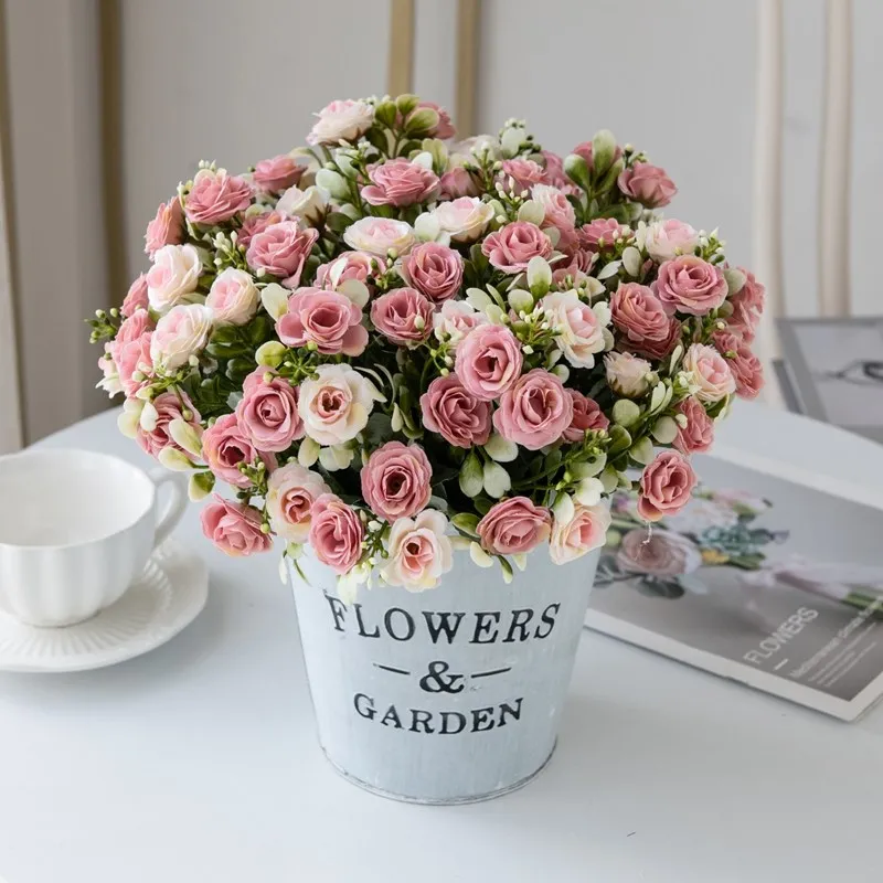 Silk Rose for Wedding Arch Christmas Wreath Decoration Home Room Bonsai Photography Prop Valentine's Day Artificial Fake Flowers