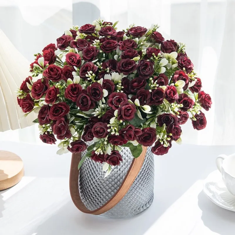 Silk Rose for Wedding Arch Christmas Wreath Decoration Home Room Bonsai Photography Prop Valentine's Day Artificial Fake Flowers