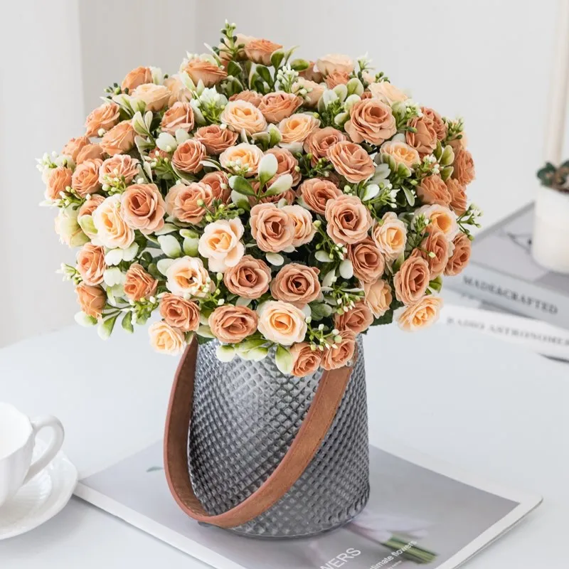 Silk Rose for Wedding Arch Christmas Wreath Decoration Home Room Bonsai Photography Prop Valentine's Day Artificial Fake Flowers