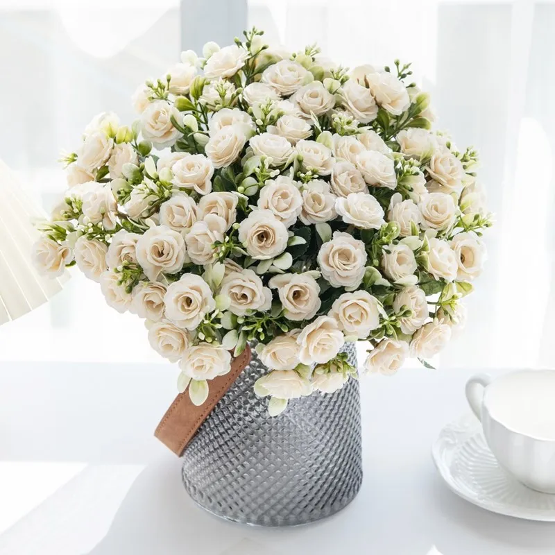 Silk Rose for Wedding Arch Christmas Wreath Decoration Home Room Bonsai Photography Prop Valentine's Day Artificial Fake Flowers