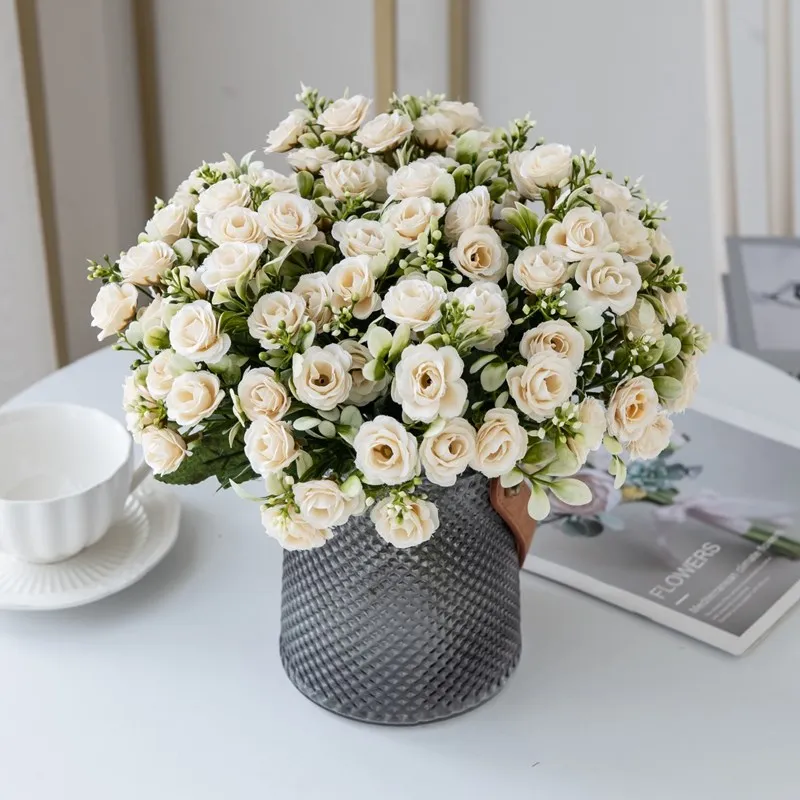 Silk Rose for Wedding Arch Christmas Wreath Decoration Home Room Bonsai Photography Prop Valentine's Day Artificial Fake Flowers