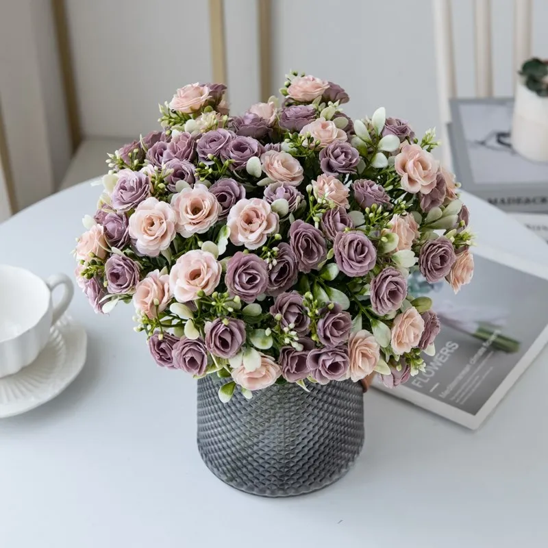 Silk Rose for Wedding Arch Christmas Wreath Decoration Home Room Bonsai Photography Prop Valentine's Day Artificial Fake Flowers