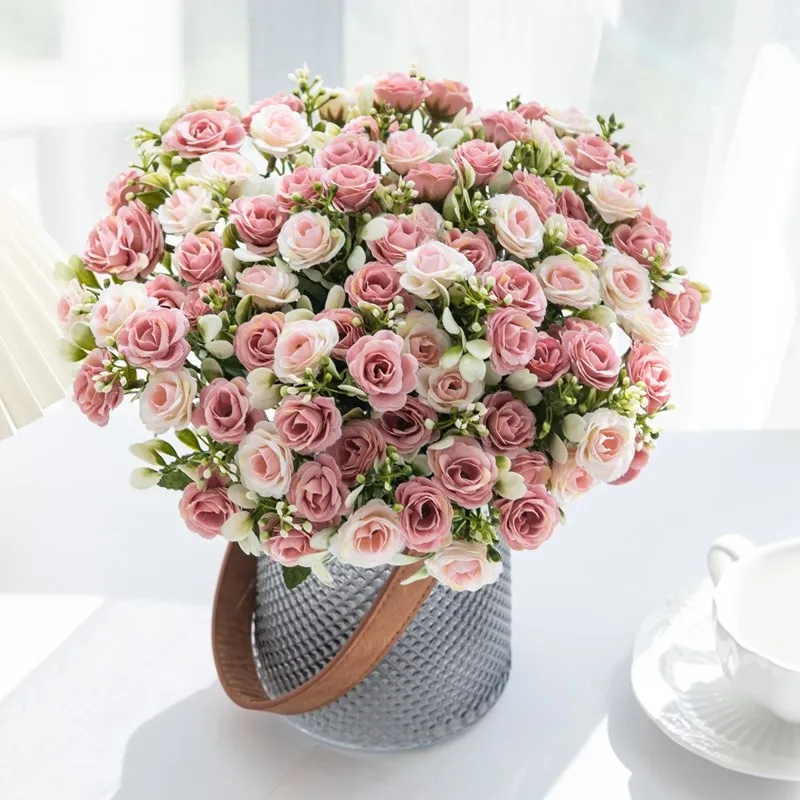 Silk Rose for Wedding Arch Christmas Wreath Decoration Home Room Bonsai Photography Prop Valentine's Day Artificial Fake Flowers