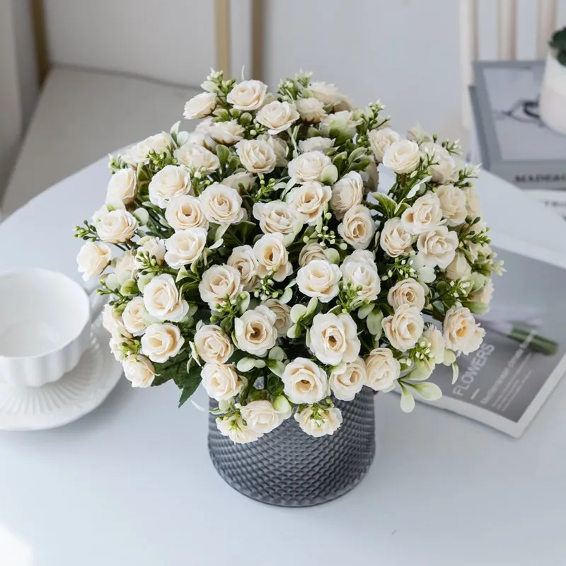 Silk Rose for Wedding Arch Christmas Wreath Decoration Home Room Bonsai Photography Prop Valentine's Day Artificial Fake Flowers