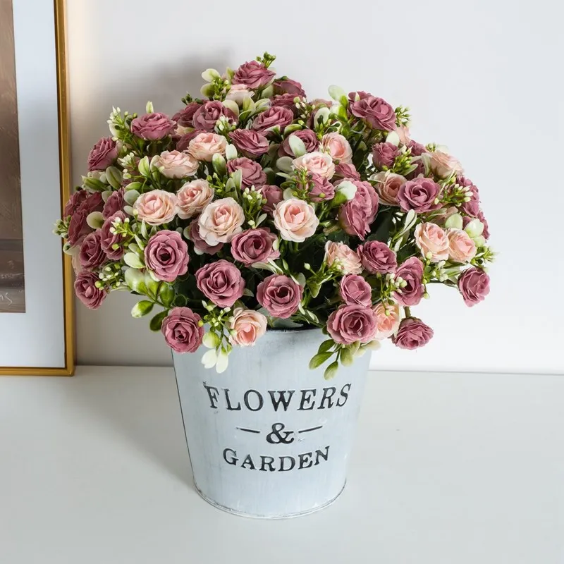 Silk Rose for Wedding Arch Christmas Wreath Decoration Home Room Bonsai Photography Prop Valentine's Day Artificial Fake Flowers