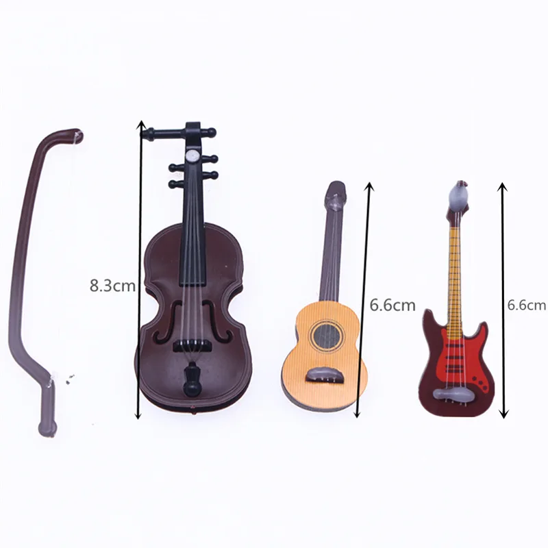 1Pc Dollhouse Mini Christmas Wood Grain Violin Instrument Simulation Popular Guitar Miniature Home Scene Model Decor Accessories