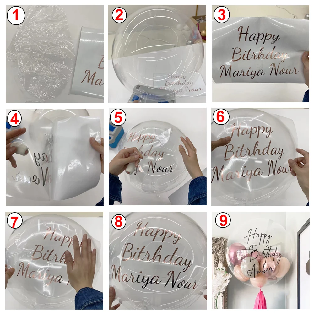 Gold Personalized Name Sticker Clear Bubble Balloons Custom Sticker for Birthday Wedding Baby Shower Party Christmas Decoration
