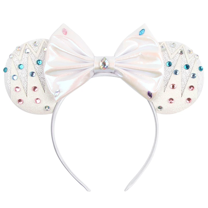 NEW Frozen Snowflake Mouse Ears Headband Girls Boys Sequin 5"Bow Hairband Christmas Festival Party Cosplay Hair Accessories