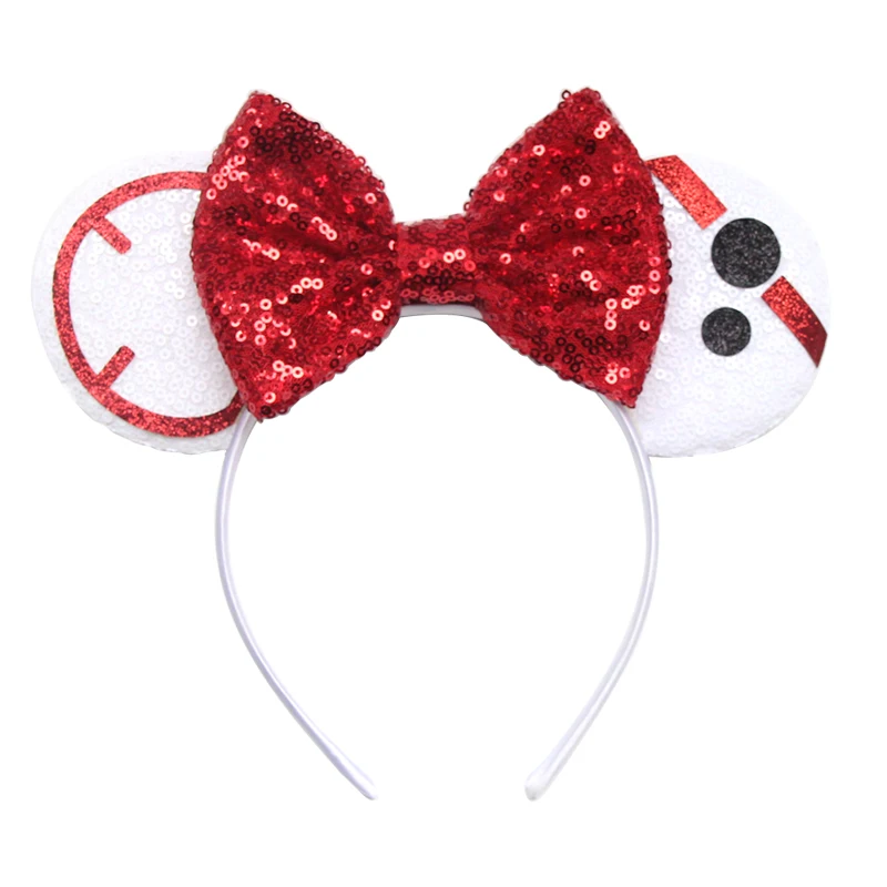 NEW Frozen Snowflake Mouse Ears Headband Girls Boys Sequin 5"Bow Hairband Christmas Festival Party Cosplay Hair Accessories