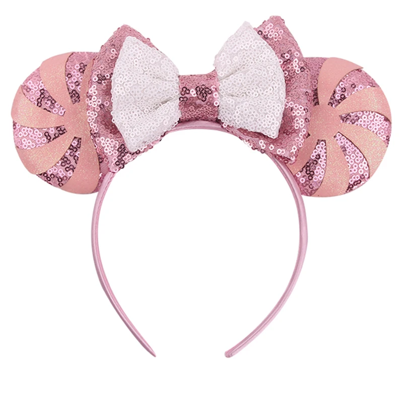 NEW Frozen Snowflake Mouse Ears Headband Girls Boys Sequin 5"Bow Hairband Christmas Festival Party Cosplay Hair Accessories
