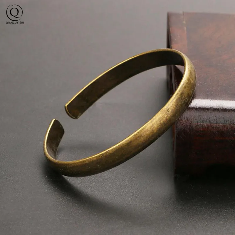 Vintage Brass Royal Bangles Lady Cuff Bracelet Glossy Pure Copper Ancient Women Wristbands Jewelry Girlfriend Christmas Day Gift