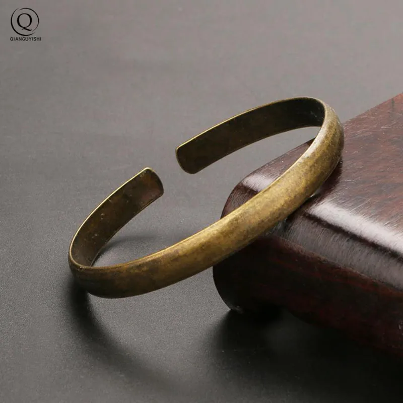 Vintage Brass Royal Bangles Lady Cuff Bracelet Glossy Pure Copper Ancient Women Wristbands Jewelry Girlfriend Christmas Day Gift
