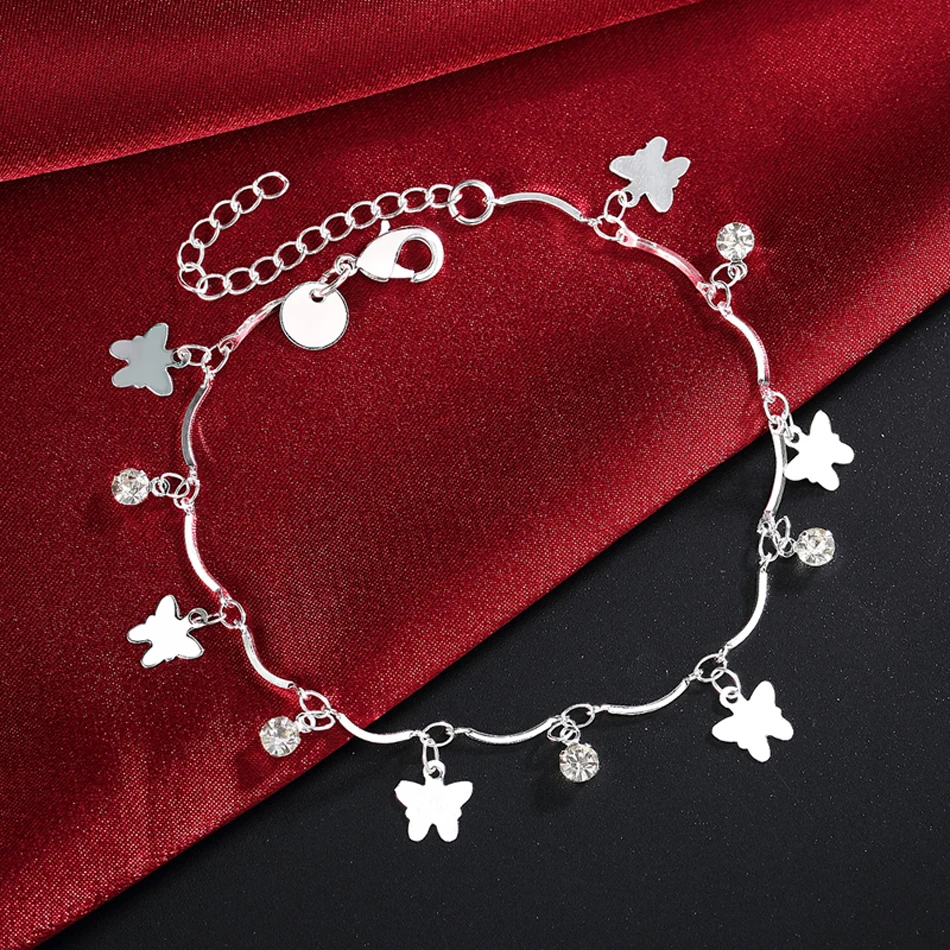 Charm 925 Sterling Silver Bracelets for Women zircon butterfly Chain elegant Fashion Wedding Party Christmas fine Jewelry