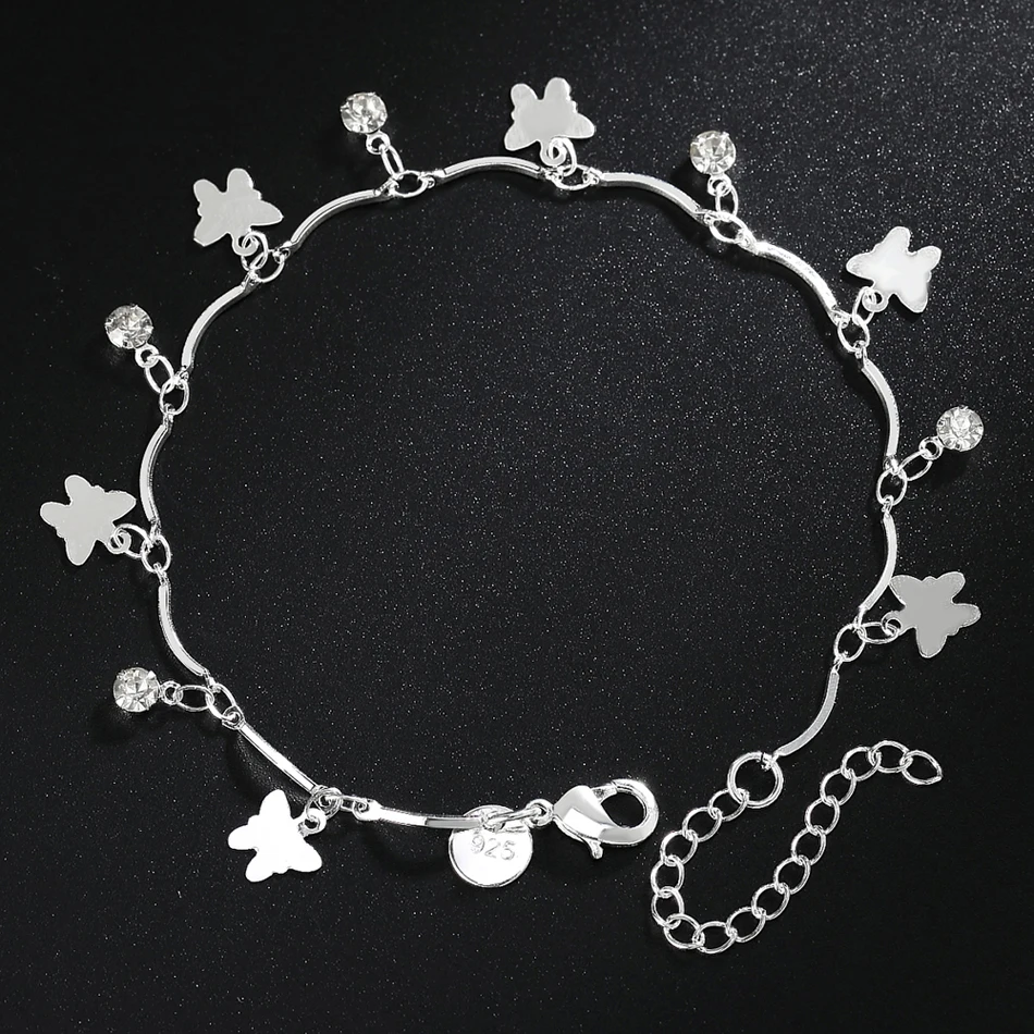 Charm 925 Sterling Silver Bracelets for Women zircon butterfly Chain elegant Fashion Wedding Party Christmas fine Jewelry